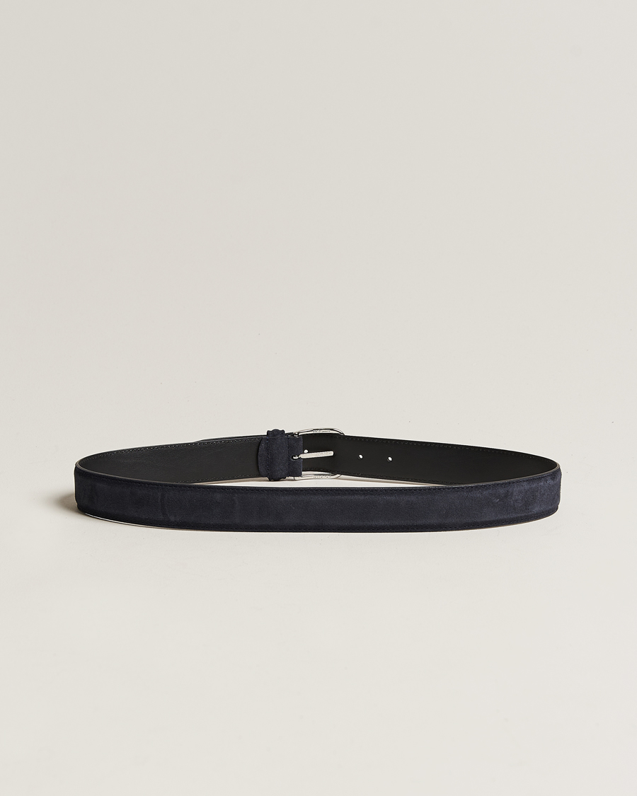 Herr | Bälten | Anderson\'s | Suede 3,5 cm Belt Navy