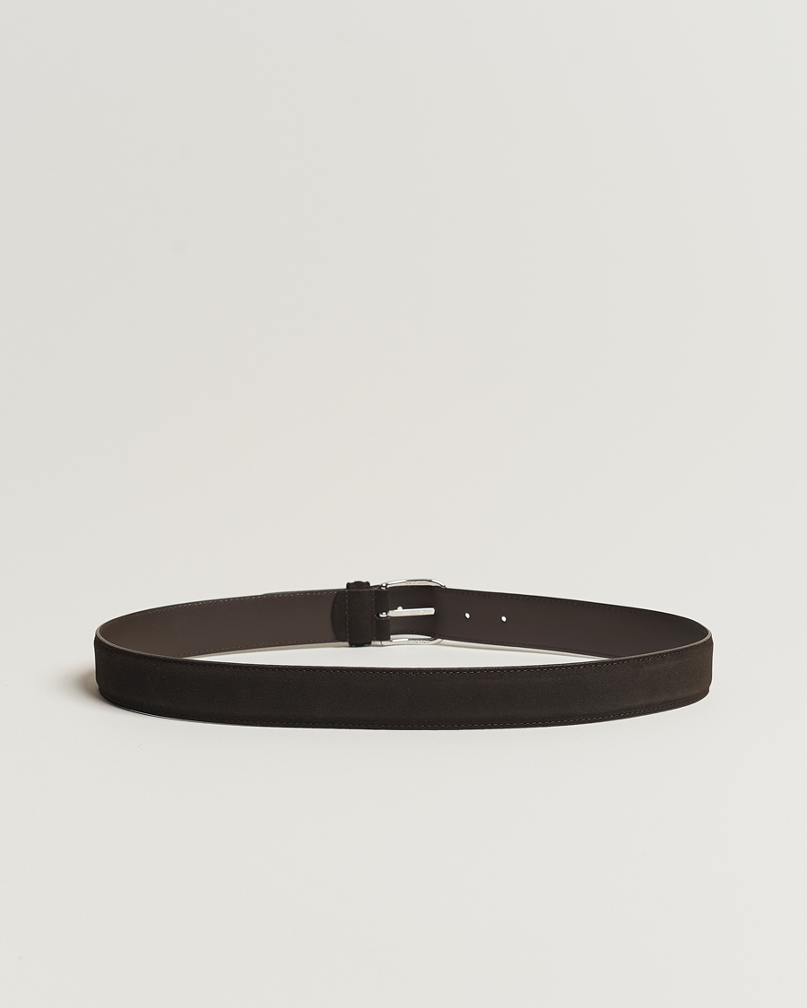 Herr | Bälten | Anderson\'s | Suede 3,5 cm Belt Dark Brown