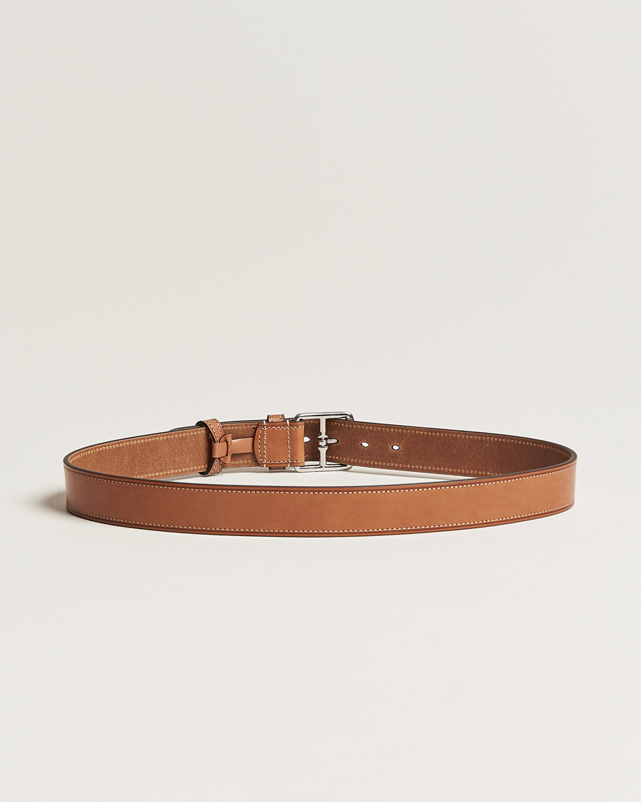 Herr | Anderson's | Anderson\'s | Bridle Stiched 3,5 cm Leather Belt Tan