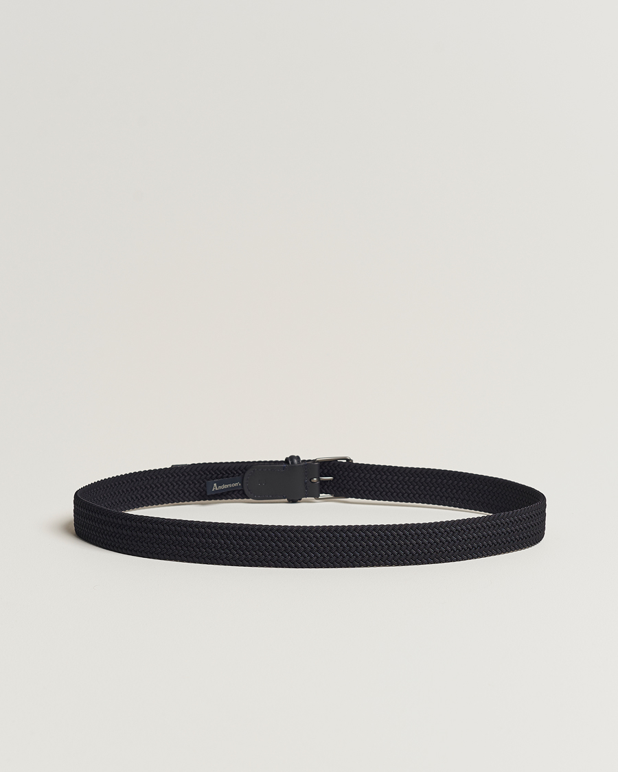 Herr | Bälten | Anderson\'s | Elastic Woven 3 cm Belt Navy