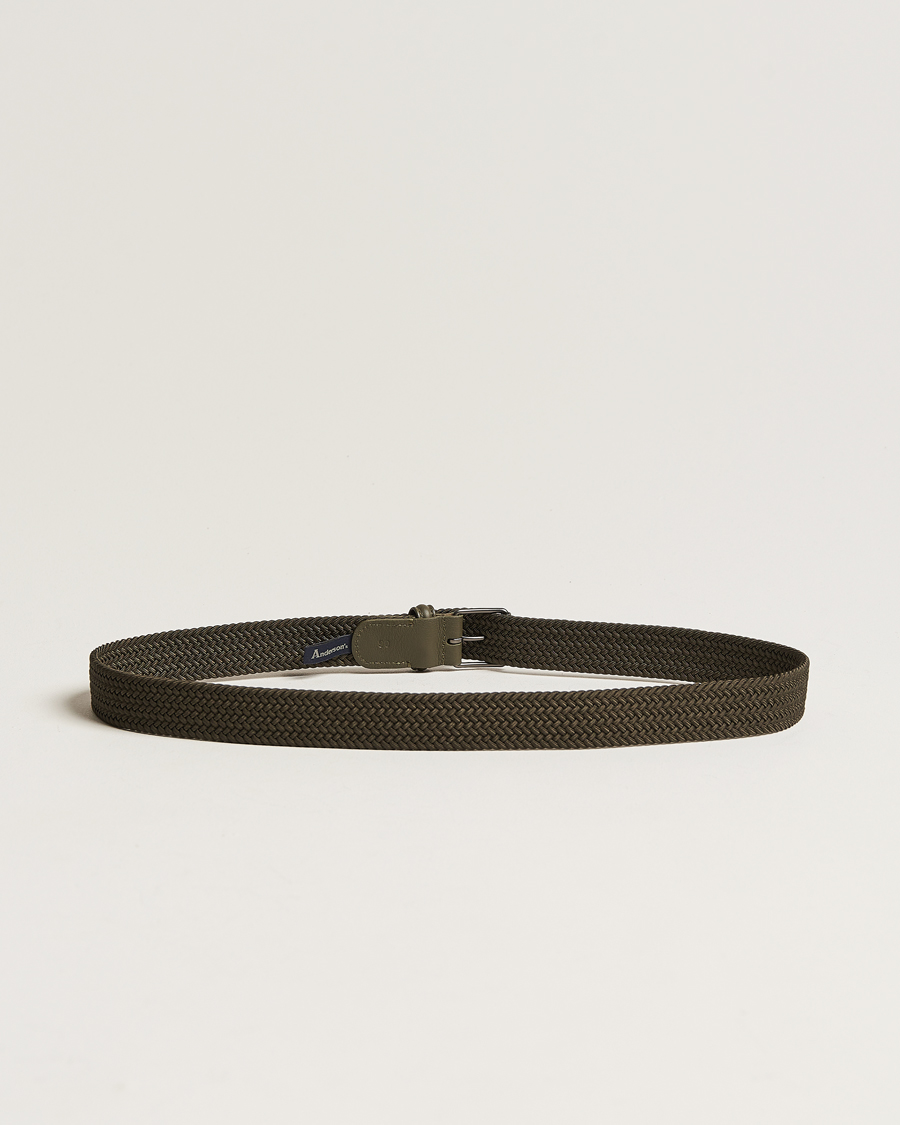 Herr | Anderson's | Anderson\'s | Elastic Woven 3 cm Belt Military Green