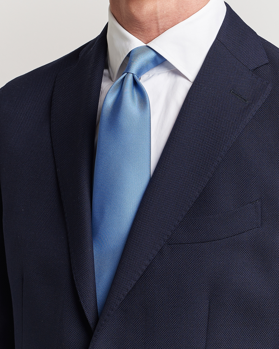 Herr | Accessoarer | Drake\'s | Handrolled Woven Silk 8 cm Tie Blue