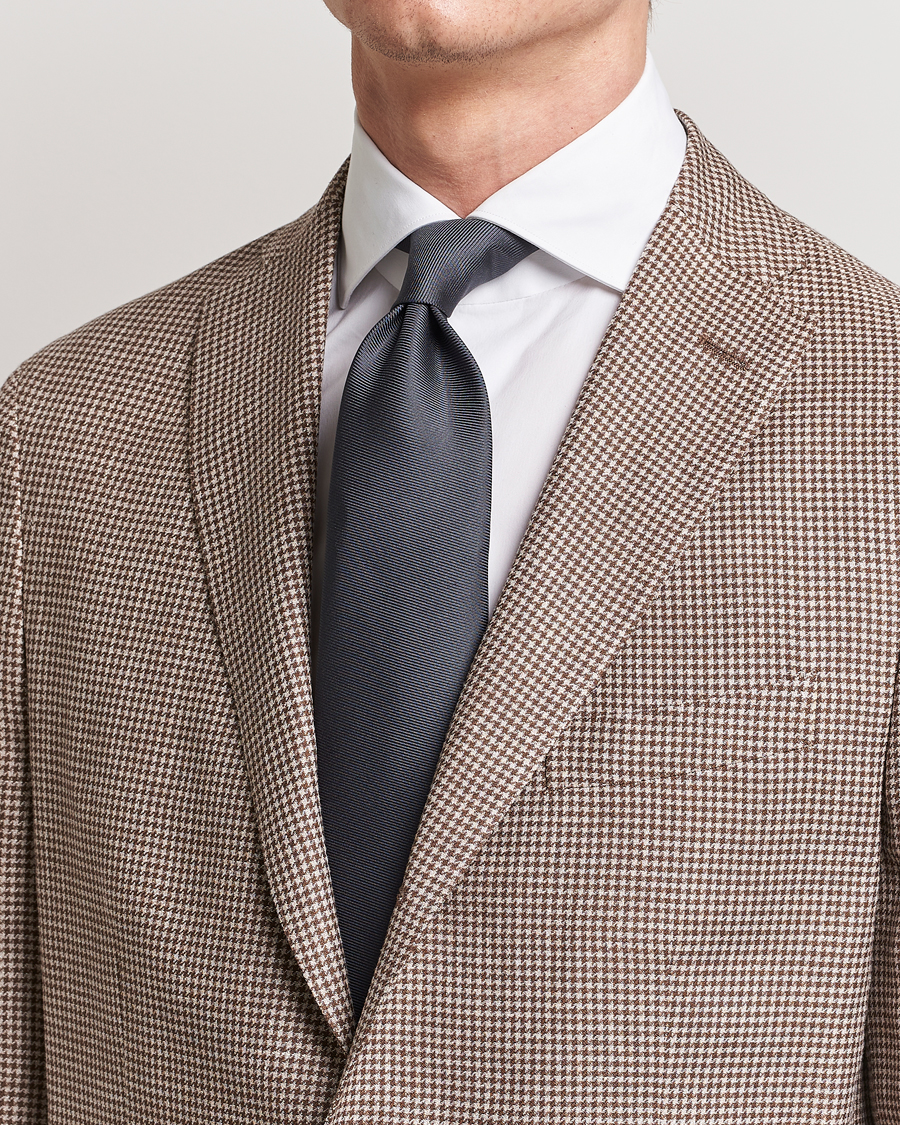 Herr | Accessoarer | Drake\'s | Handrolled Woven Silk 8 cm Tie Grey