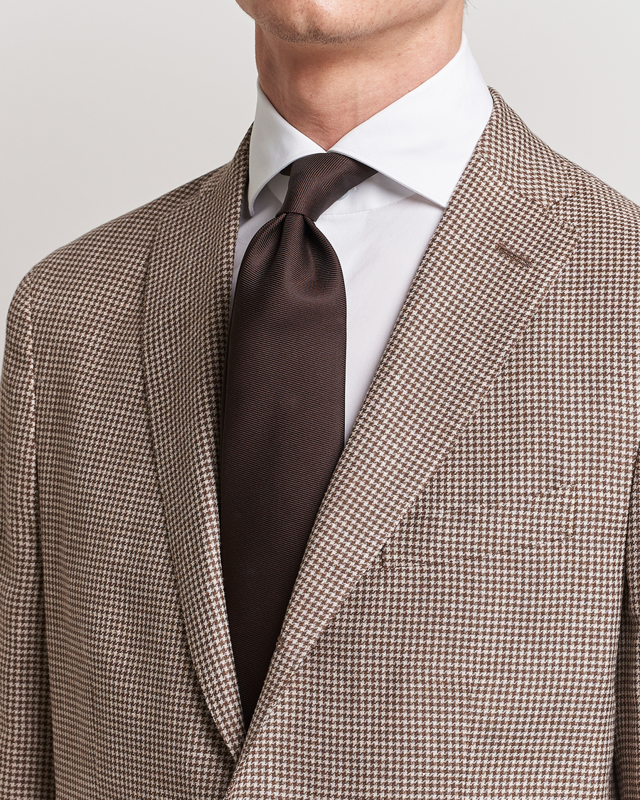 Herr | Accessoarer | Drake\'s | Handrolled Woven Silk 8 cm Tie Brown