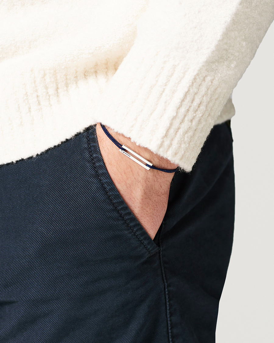 Herr | Accessoarer | LE GRAMME | Cord Bracelet Le 17/10 Navy/Sterling Silver