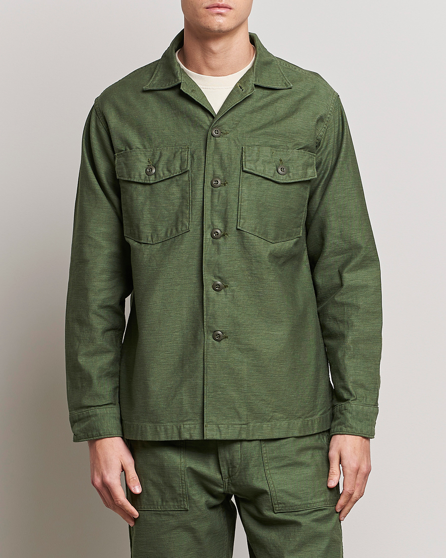 Herr | Casual | orSlow | Cotton Sateen US Army Overshirt Green