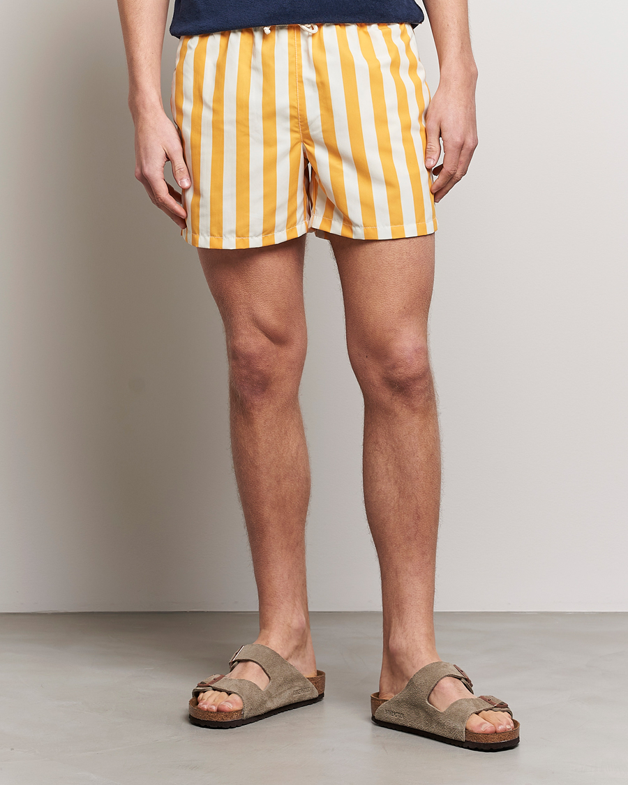 Herr | Italian Department | Ripa Ripa | Paraggi Striped Swimshorts Yellow/White