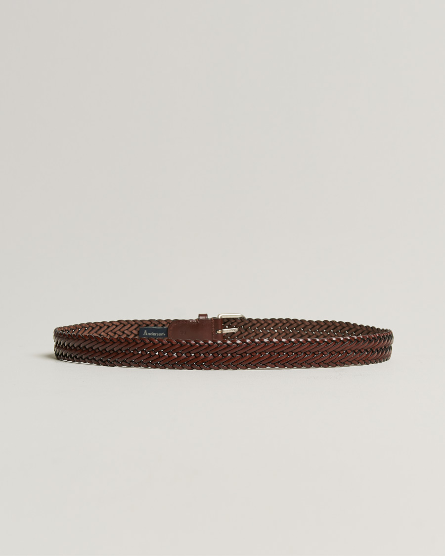 Herr | Flätade bälten | Anderson\'s | Woven Leather Belt 3 cm Cognac