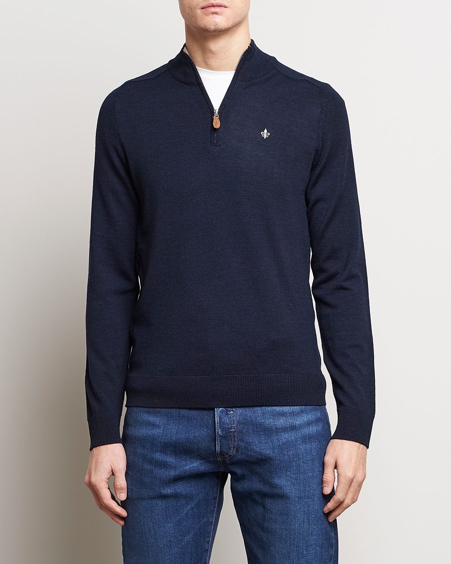 Herr | Tröjor | Morris | John Merino Half Zip Navy