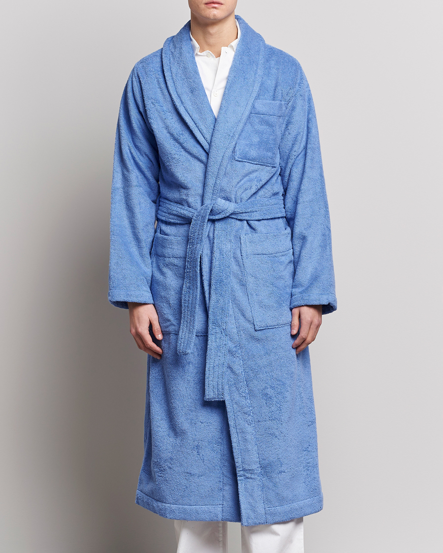 Herr | Morgonrockar | Tekla | Organic Terry Classic Bathrobe Clear Blue