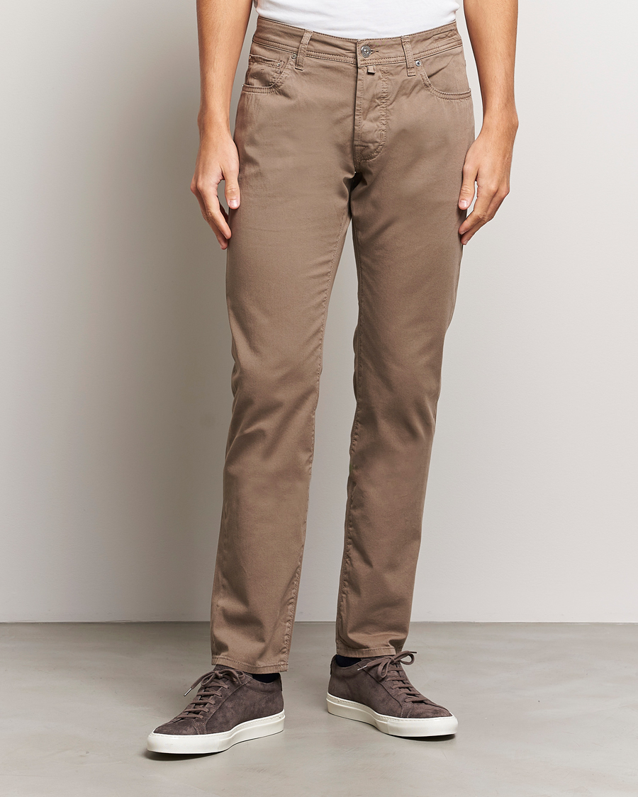 Herr |  | Jacob Cohën | Bard Garment Dyed Gabardine Trousers Khaki