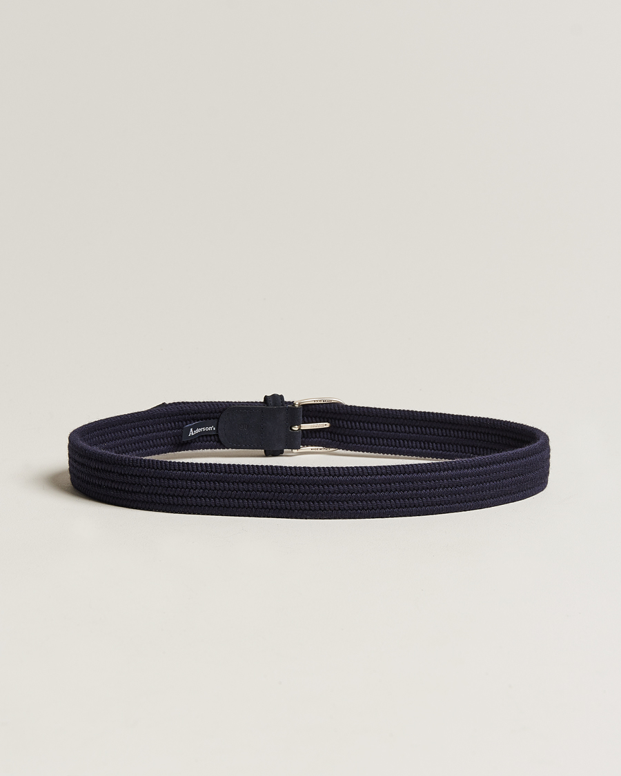 Herr | Flätade bälten | Anderson\'s | Braided Wool Belt Navy