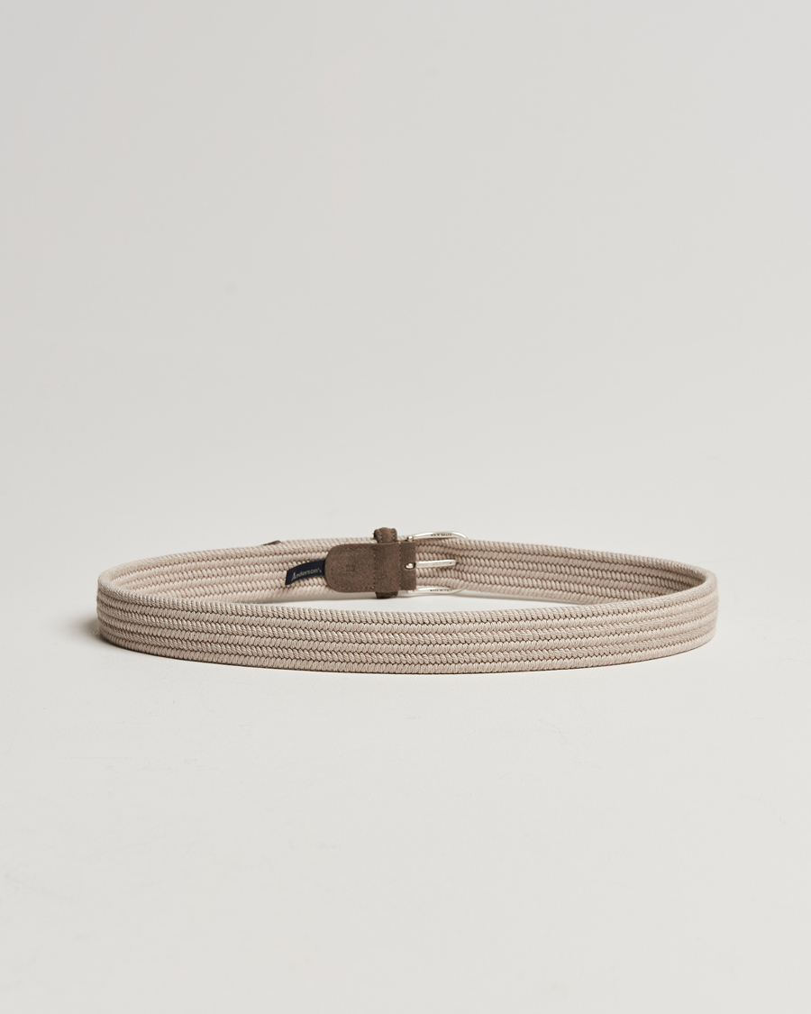 Herr | Flätade bälten | Anderson\'s | Braided Wool Belt Beige