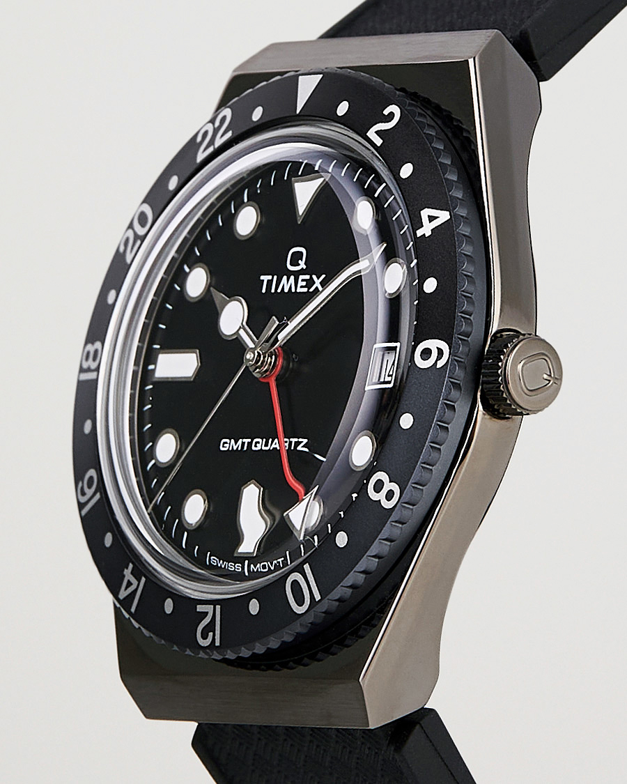 Herr | Timex | Timex | Q Diver GMT 38mm Rubber Strap Black/Grey
