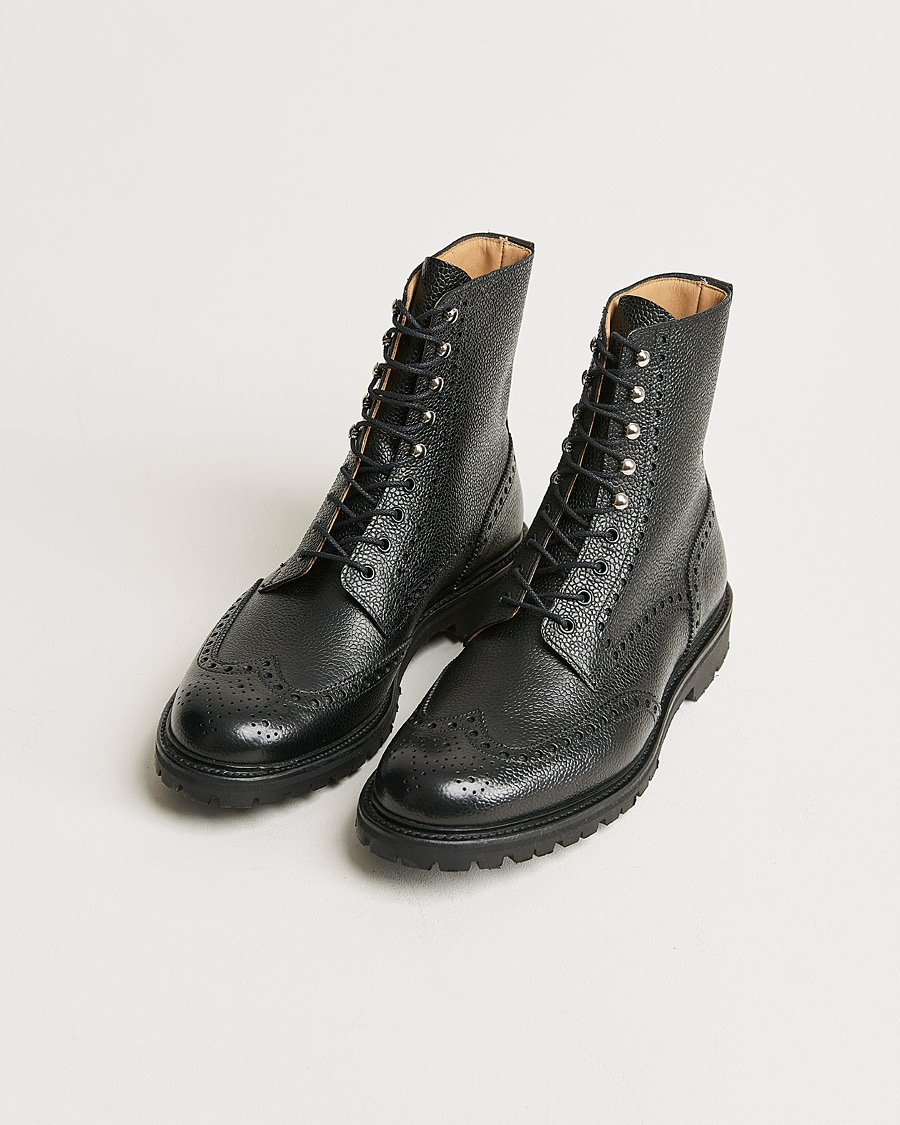 Herr | Svarta kängor | Crockett & Jones | Islay Scotch Grain Vibram Boot Black Calf