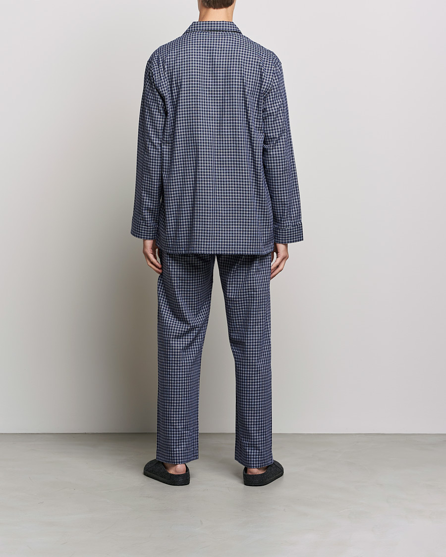 Herr |  | Derek Rose | Checked Cotton Pyjama Set Navy