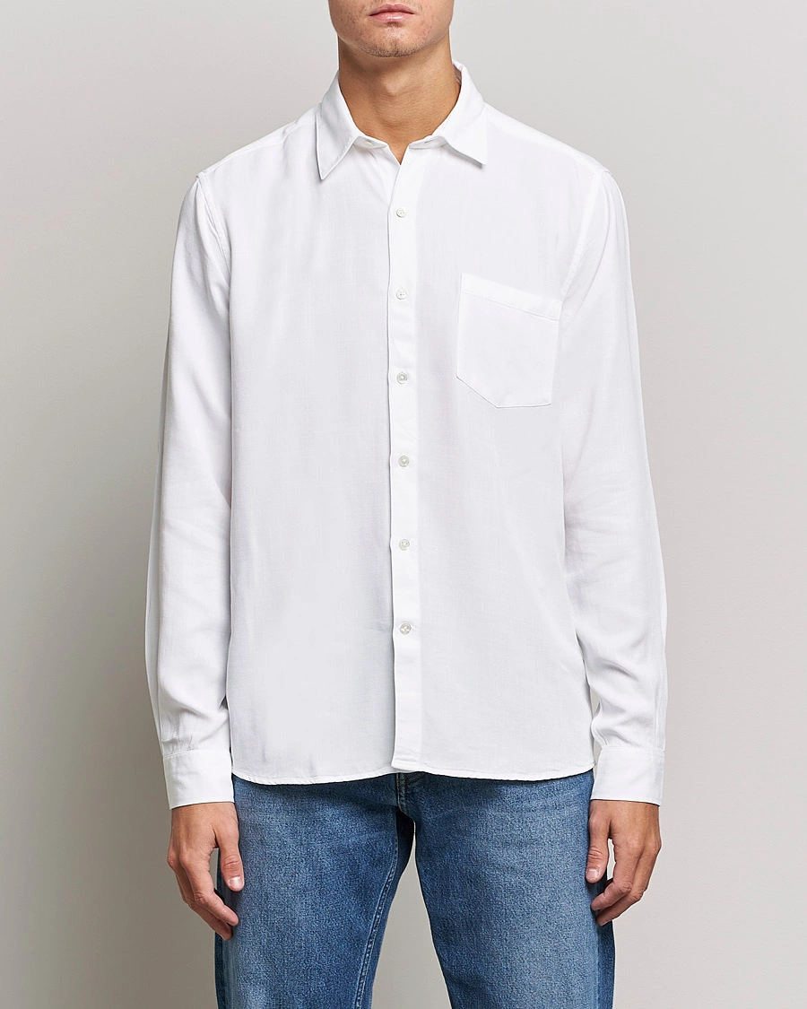 Herr | Casualskjortor | A Day\'s March | Daintree Tencel Shirt White