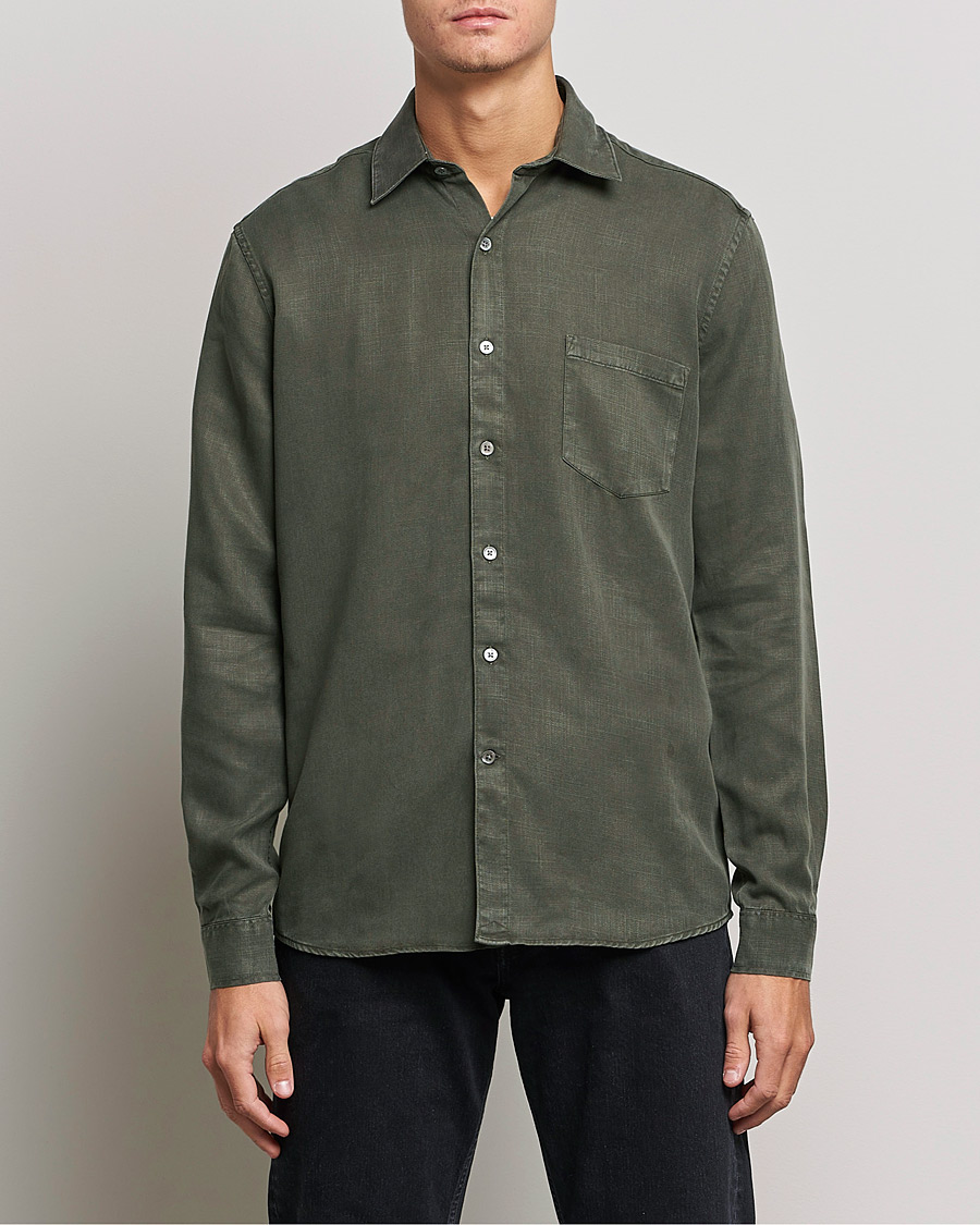 Herr | Casualskjortor | A Day\'s March | Daintree Tencel Shirt Olive