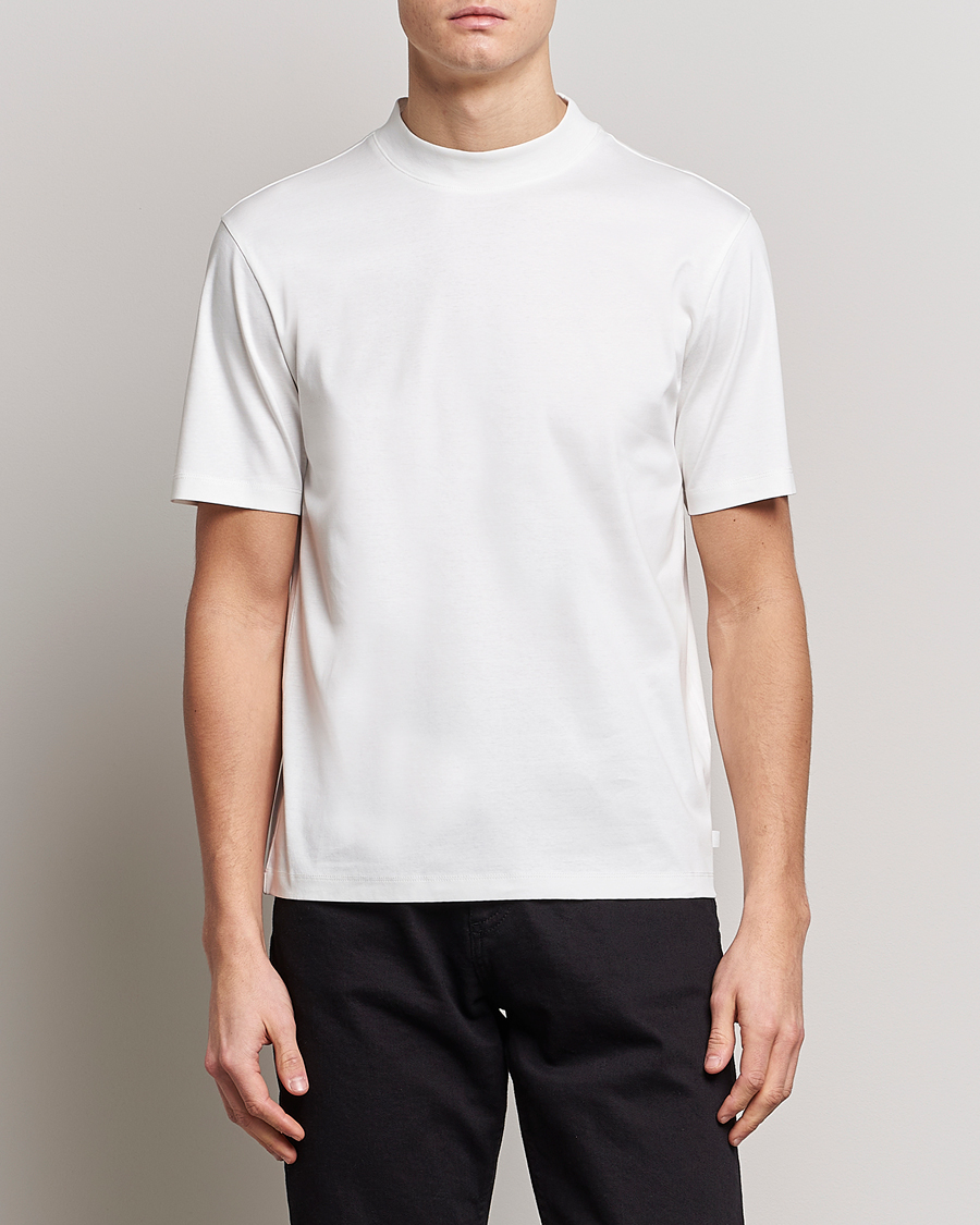 Herr | Kläder | J.Lindeberg | Ace Mock Neck Mercerized Cotton T-Shirt White
