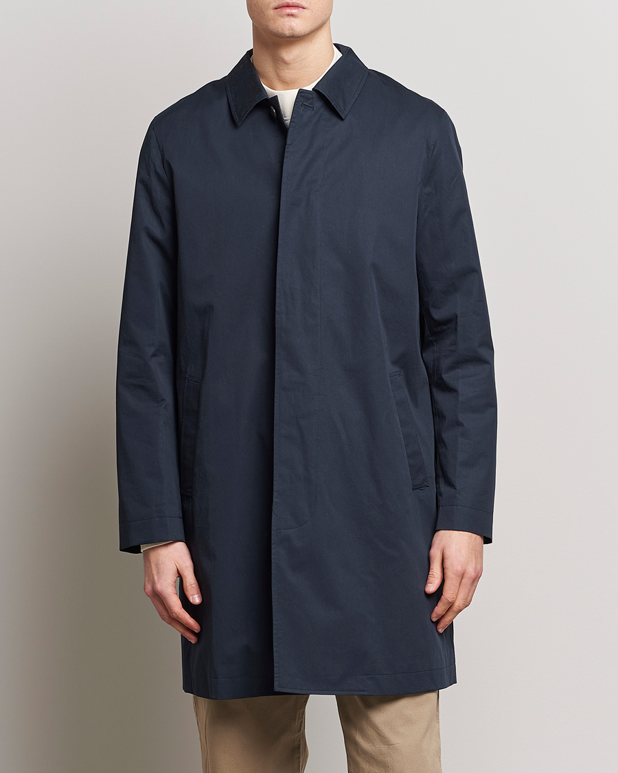 Herr | Rockar | Sunspel | Technical Cotton Mac Coat Navy