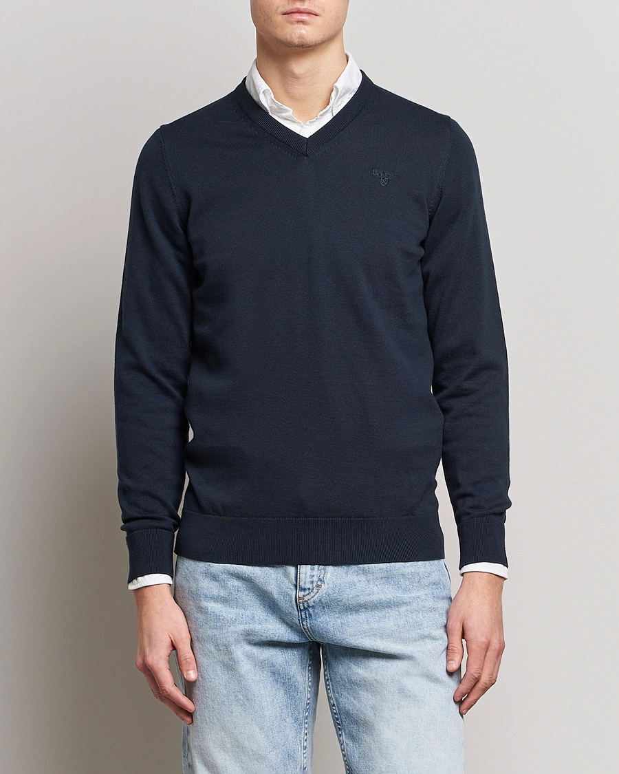 Herr | Pullover V-ringade | Barbour Lifestyle | Pima Cotton V-Neck Navy