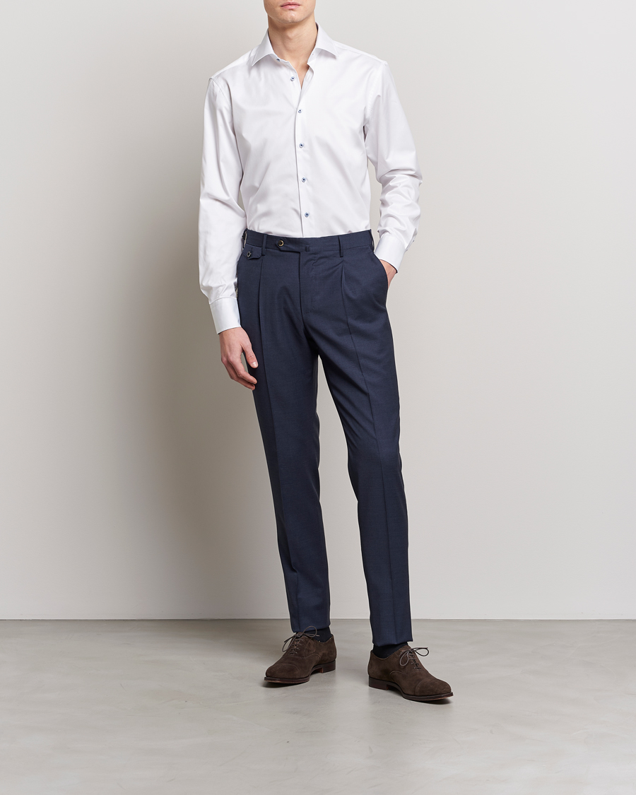 Herr | Kläder | Stenströms | Fitted Body Contrast Cut Away Shirt White