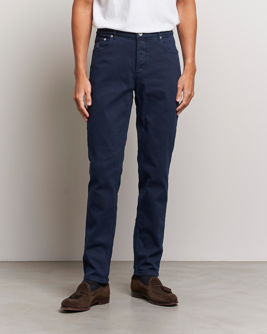 Herr | Luxury Brands | Brunello Cucinelli | Slim Fit Bull Denim Pants Navy