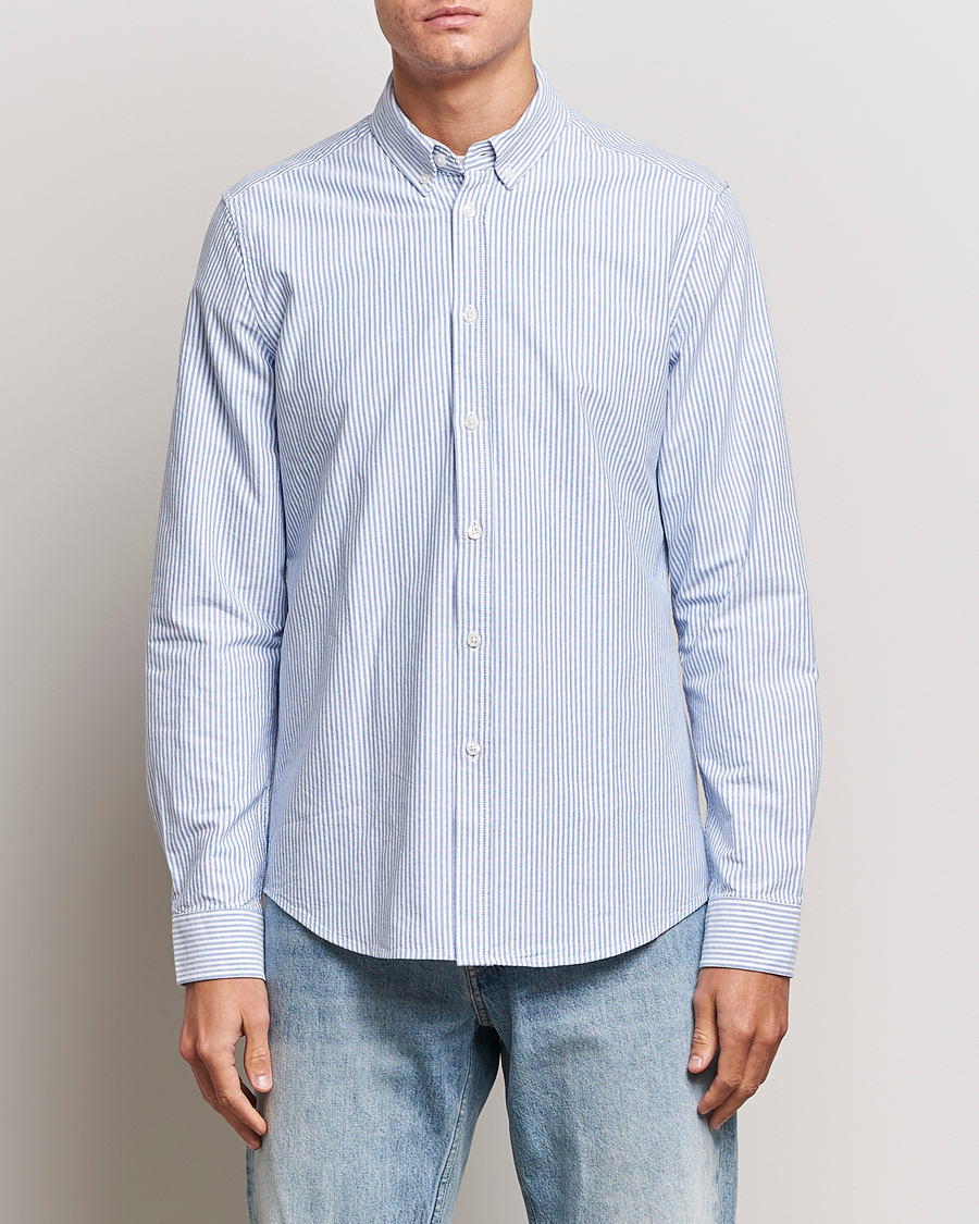 Herr |  | Samsøe Samsøe | Liam Striped Button Down Shirt  Blue/White