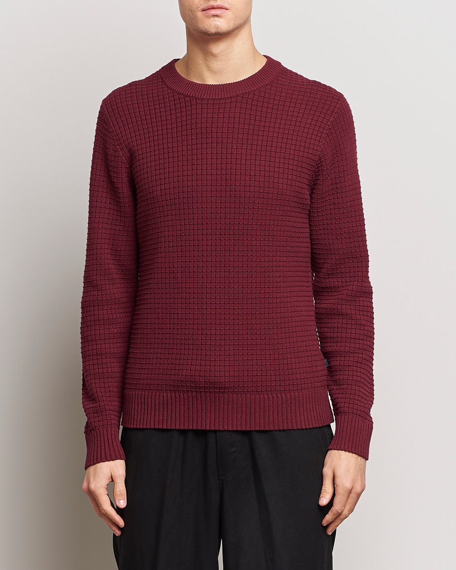 Herr | Stickade tröjor | J.Lindeberg | Archer Structure Sweater Zinfandel