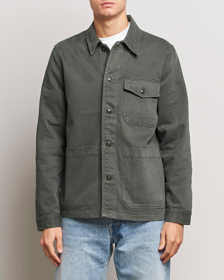 Herr | Casual | A Day\'s March | Patch Pocket Sturdy Twill Overshirt Olive