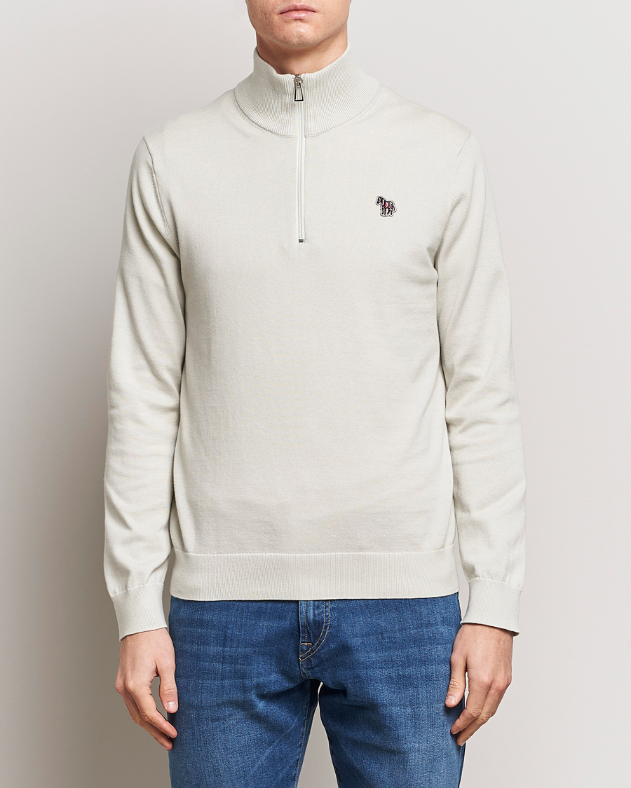 Herr |  | PS Paul Smith | Zebra Cotton Knitted Half Zip Washed Grey