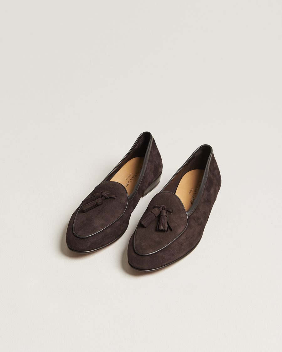 Herr | Loafers | Baudoin & Lange | Sagan Classic Tassel Loafers Dark Brown Suede