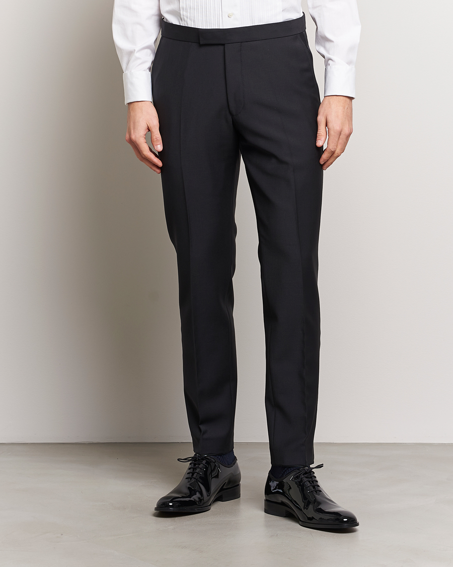 Herr | Kläder | Oscar Jacobson | Denz Wool Tuxedo Trousers Black