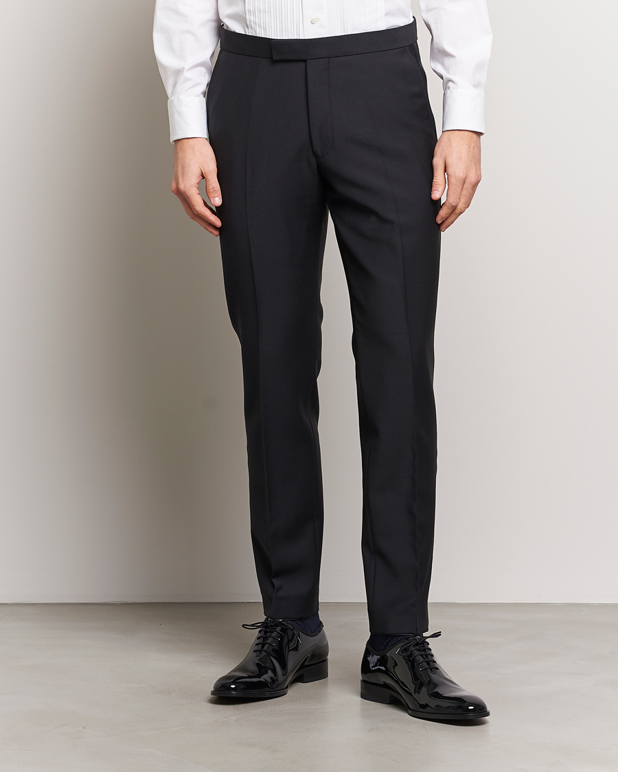 Herr | Smokingbyxor | Oscar Jacobson | Denz Wool Tuxedo Trousers Black