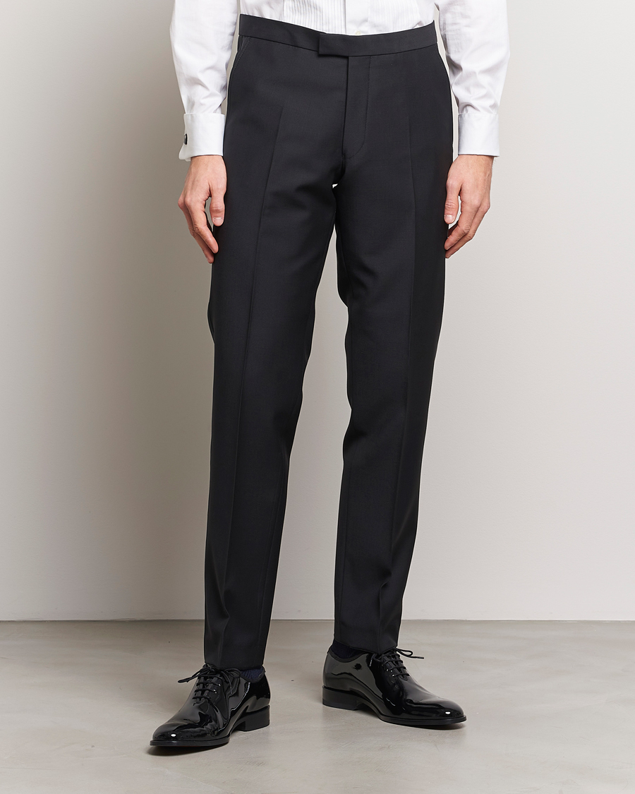 Herr | Kläder | Oscar Jacobson | Denz Straight Wool Tuxedo Trousers Black