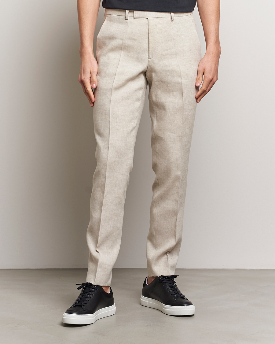 Herr | Kostymbyxor | J.Lindeberg | Grant Super Linen Trousers Moonbeam