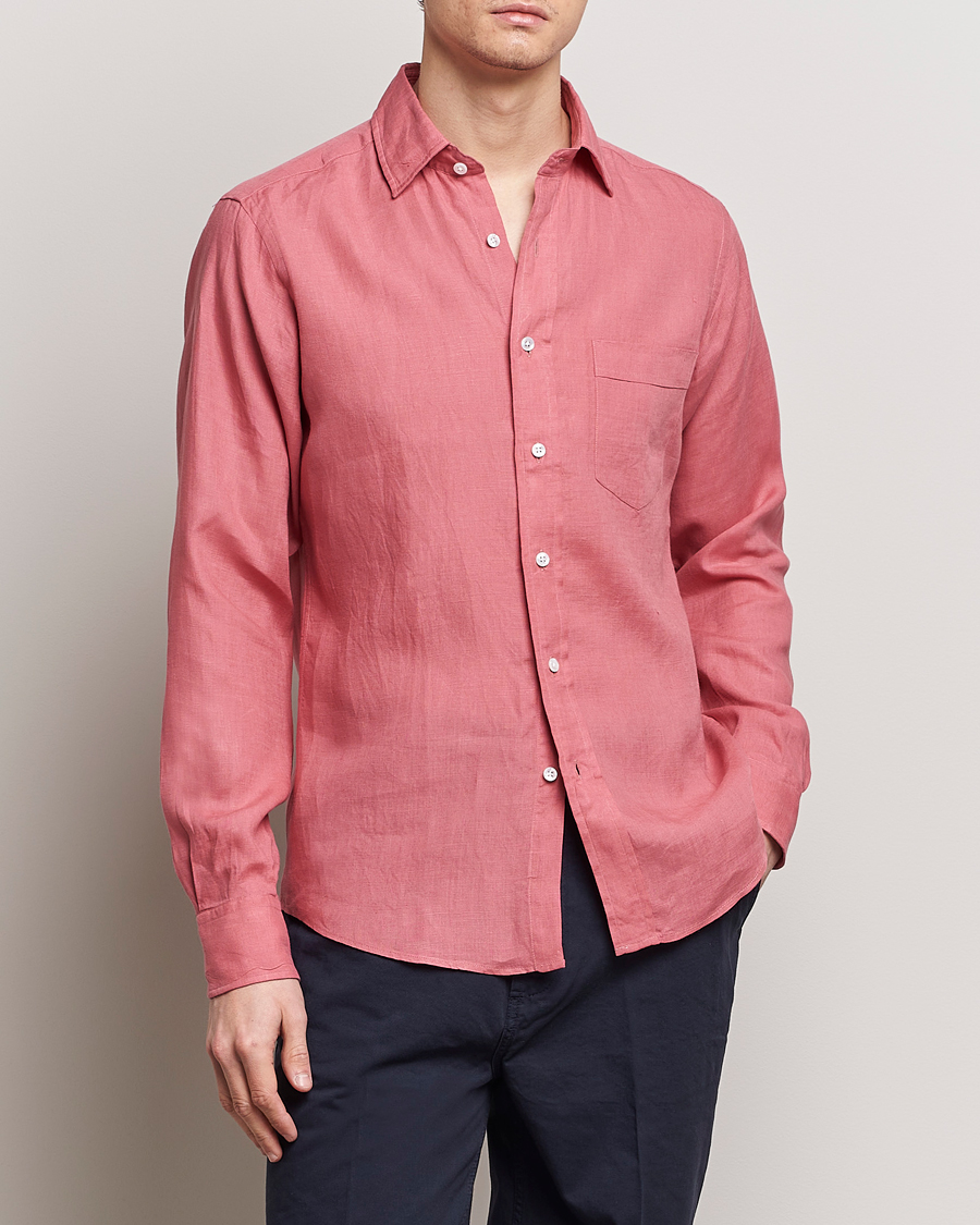 Herr | Kläder | Drake\'s | Linen Summer Shirt Pink