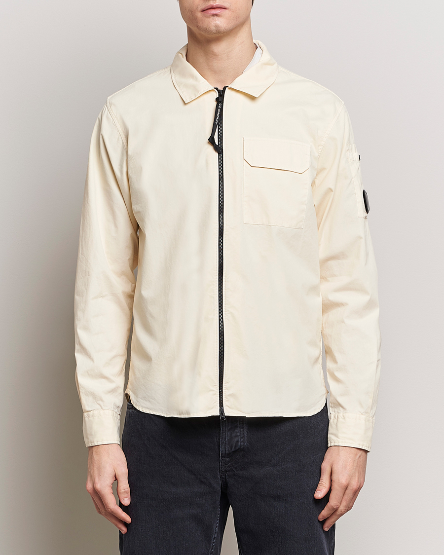 Herr | Casual | C.P. Company | Garment Dyed Gabardine Zip Shirt Jacket Ecru