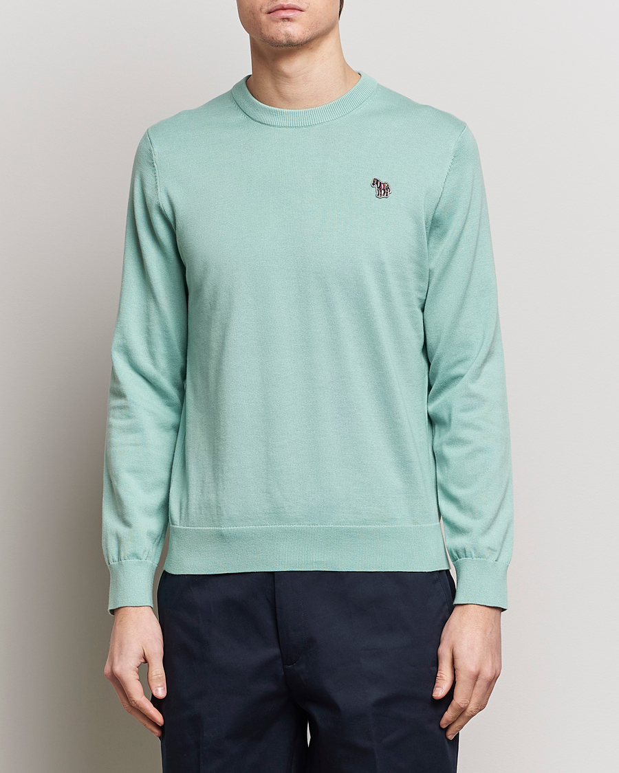 Herr | Paul Smith | PS Paul Smith | Zebra Cotton Knitted Sweater Mint Green