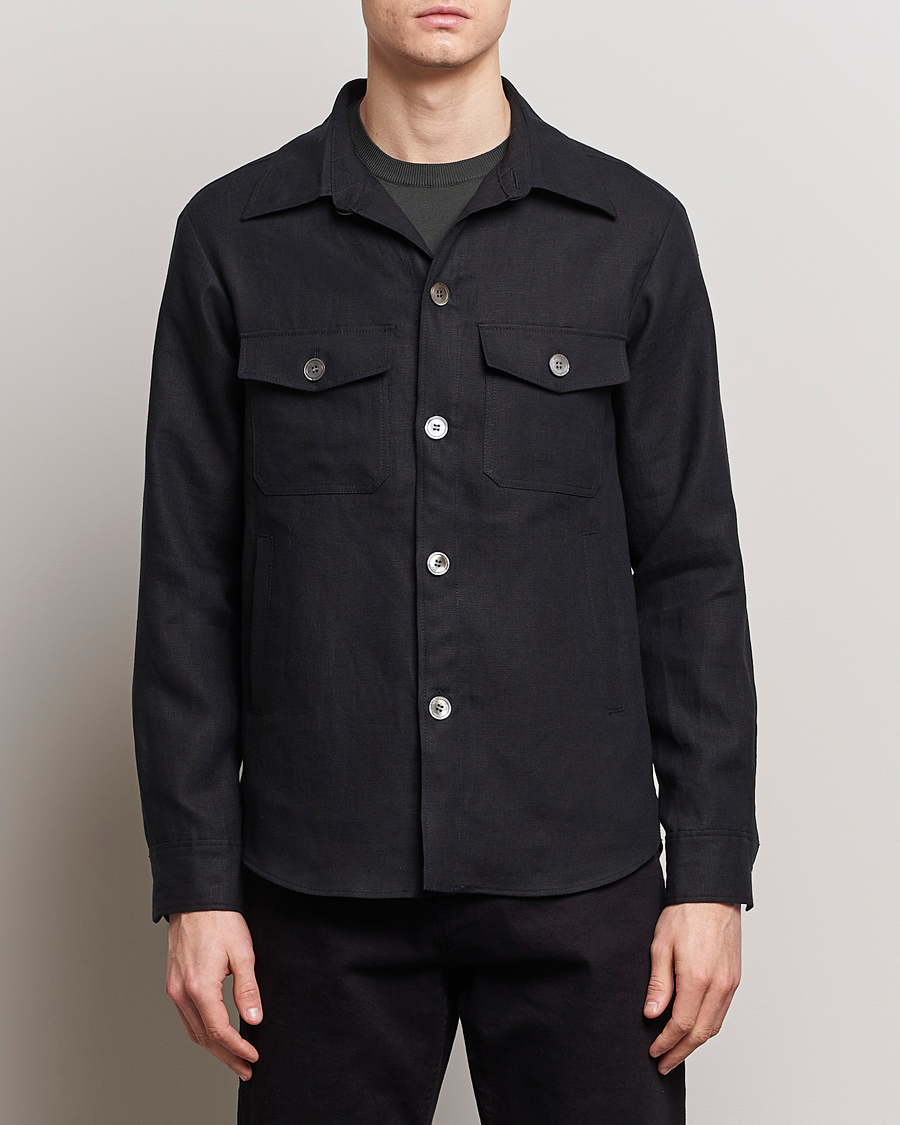 Herr | Kläder | Oscar Jacobson | Maverick Linen Shirt Jacket Black