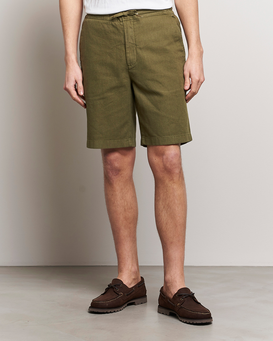 Herr | Barbour | Barbour Lifestyle | Linen/Cotton Drawstring Shorts Military Green