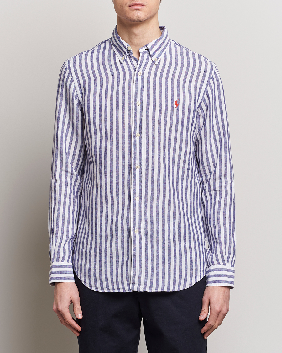 Herr | World of Ralph Lauren | Polo Ralph Lauren | Custom Fit Striped Linen Shirt Blue/White