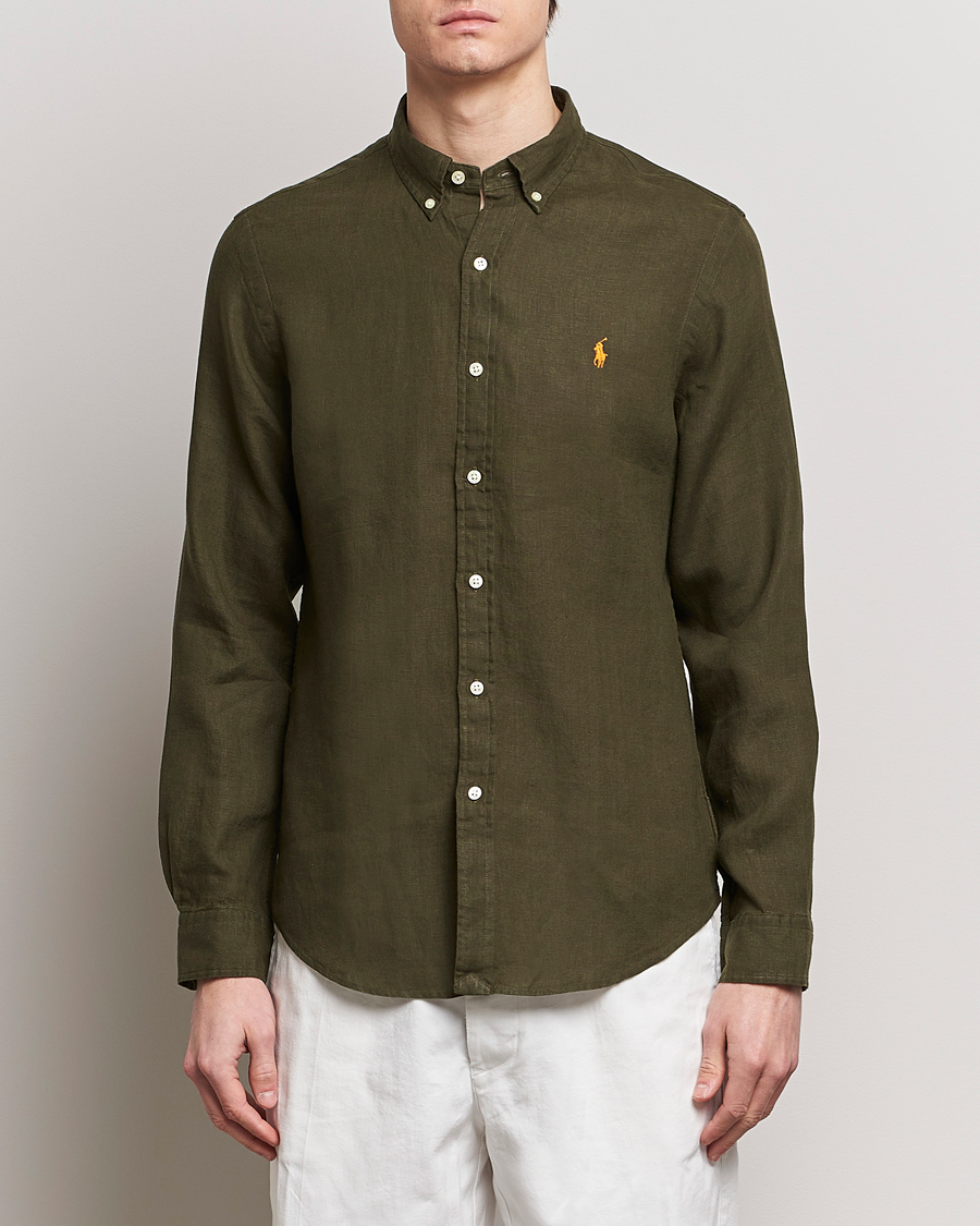 Herr | Lojalitetserbjudande | Polo Ralph Lauren | Slim Fit Linen Button Down Shirt Armadillo
