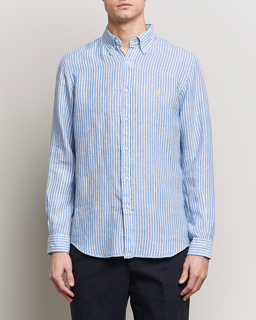 Herr | Polo Ralph Lauren | Polo Ralph Lauren | Custom Fit Striped Linen Shirt Blue/White