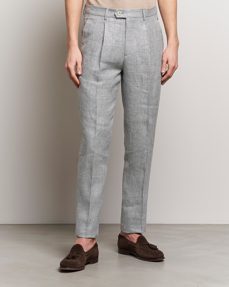 Herr |  | Brunello Cucinelli | Pleated Houndstooth Trousers Light Grey