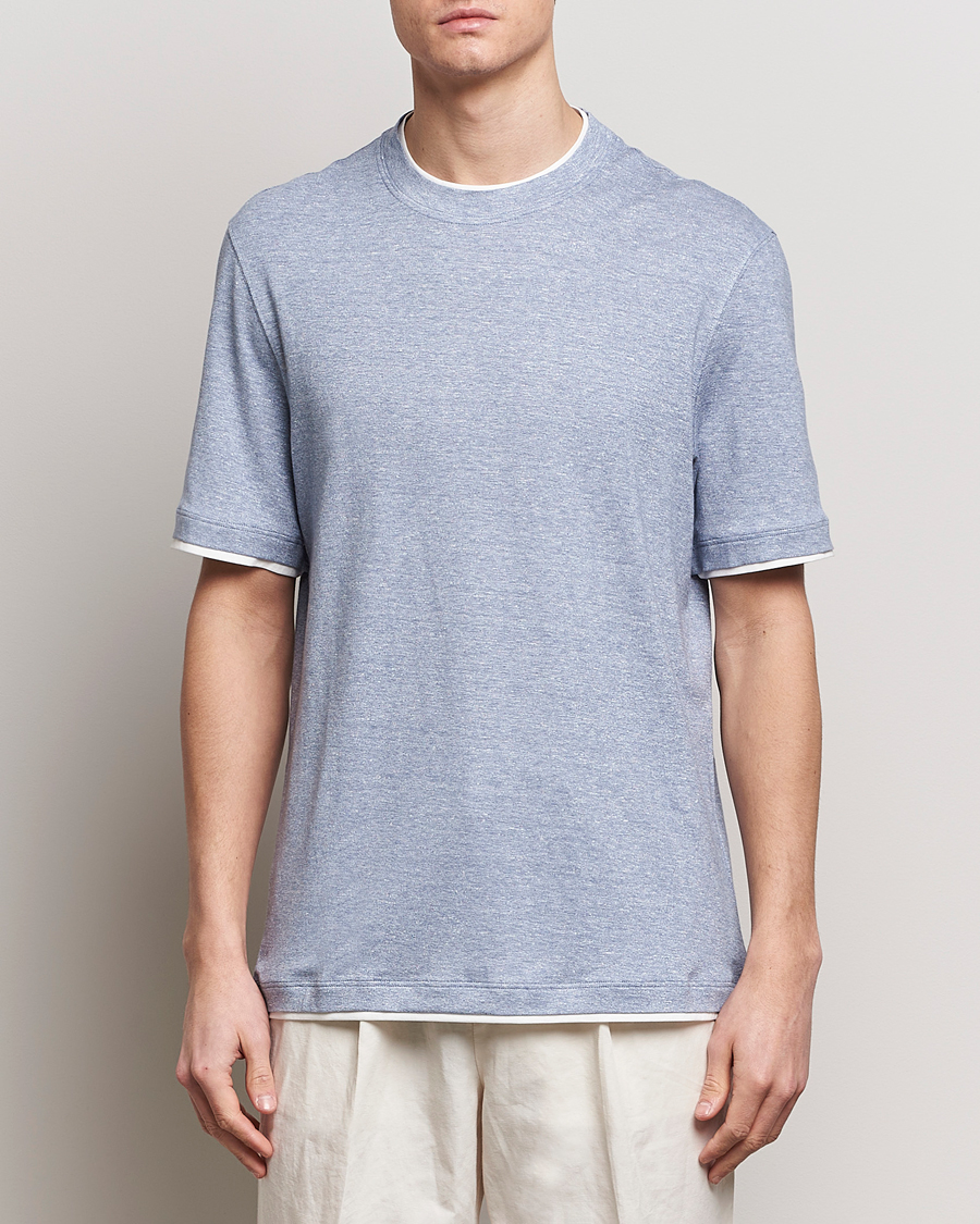 Herr | Lojalitetserbjudande | Brunello Cucinelli | Cotton/Linen T-Shirt Light Blue