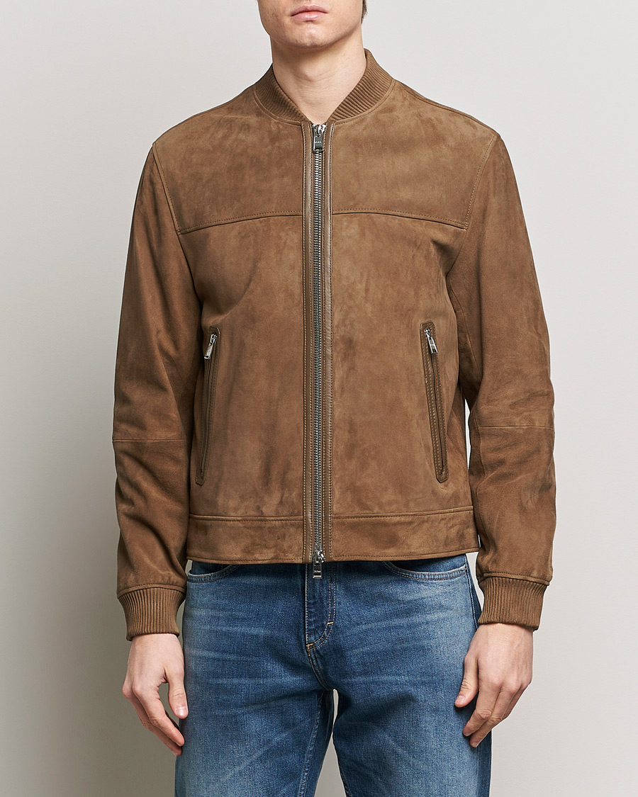 Herr | Skinnjackor | BOSS BLACK | Malbano Leather Jacket Open Brown