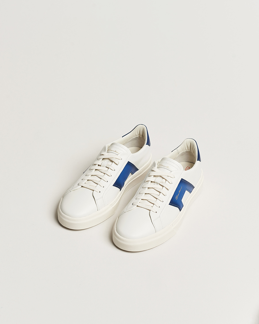 Herr |  | Santoni | Double Buckle Sneakers White/Navy