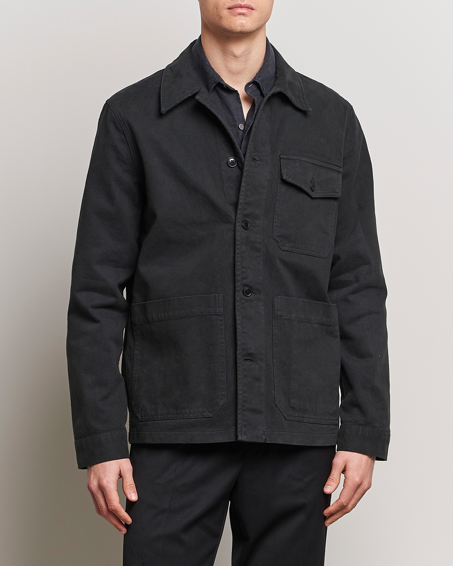 Herr | Skjortjackor | A Day\'s March | Patch Pocket Sturdy Twill Overshirt Off Black
