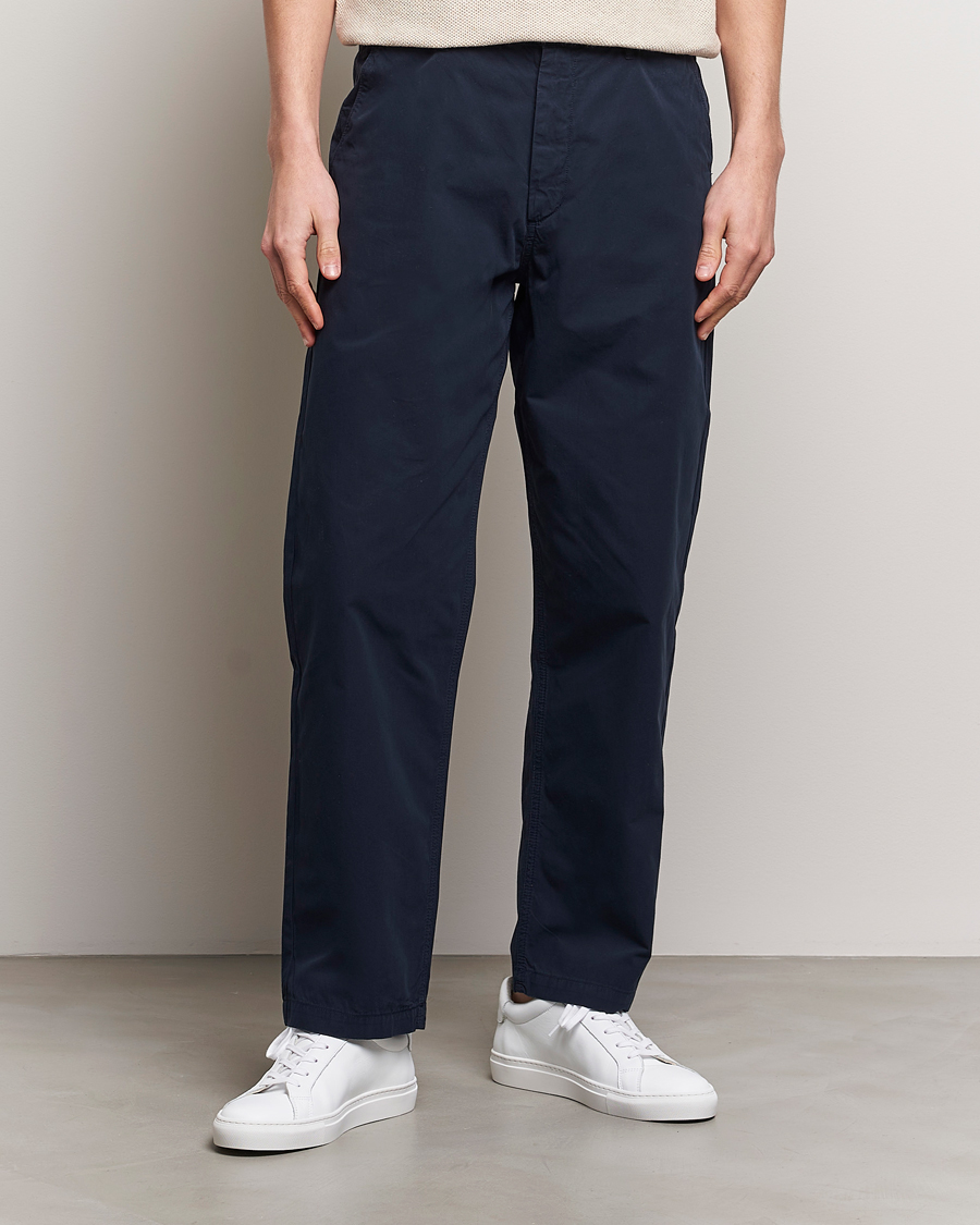Herr | Uddabyxor | A Day\'s March | Redwood Light Cotton Trousers Navy